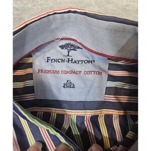 Fynch-Hatton Shirt Men's XL 43/44 Color Striped Supersoft Cotton Button Down